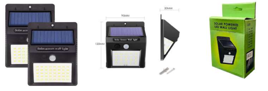 LÁMPARA SOLAR 30 LED EXTERIOR RECARGABLE